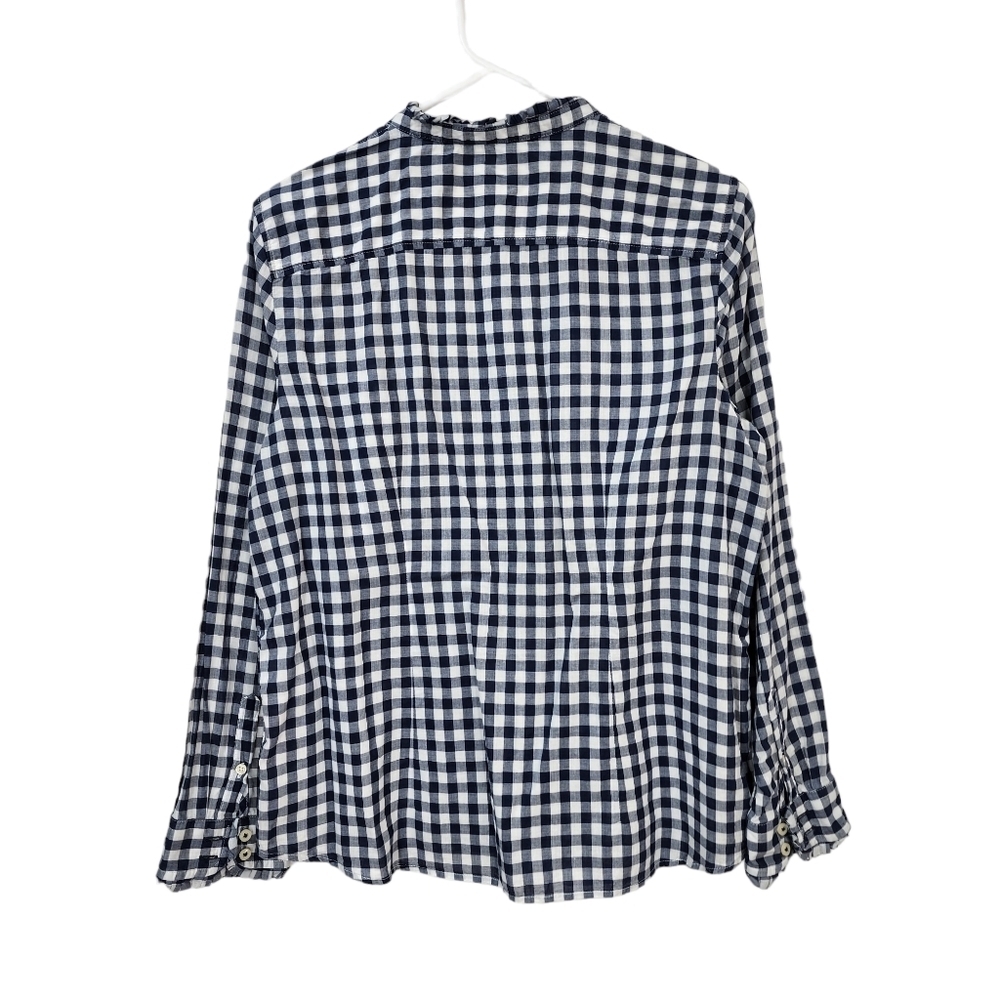 Talbots Women's Gingham Ruffle Trim Button Front Shirt - MP - Picture 5 of 6